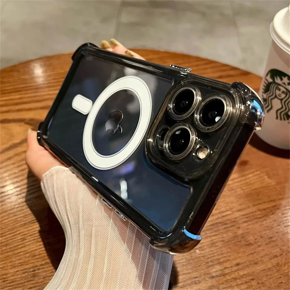 Luxury For Magsafe Shockproof Clear Case For iPhone 18 17 16 15 14 13 12 Pro Max Plus Magnetic Wireless Charge Transparent Cover