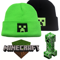 Minecraft Creeper Beanies Women Winter Warm Hat Cartoon Cute Solid Color Funny Embroidery Cap for Men Knitted Bonnet Unisex Gift