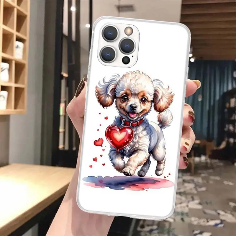 Capa de Telefone Macia com Padrão Personalizado Para Iphone, Adorável Cachorro, Coração, Cães, iPhone 15, 14, 13, 12 Mini, 11 Pro Max, X, XR, XS, 7 Plus, 8 Mais, SE, 2020