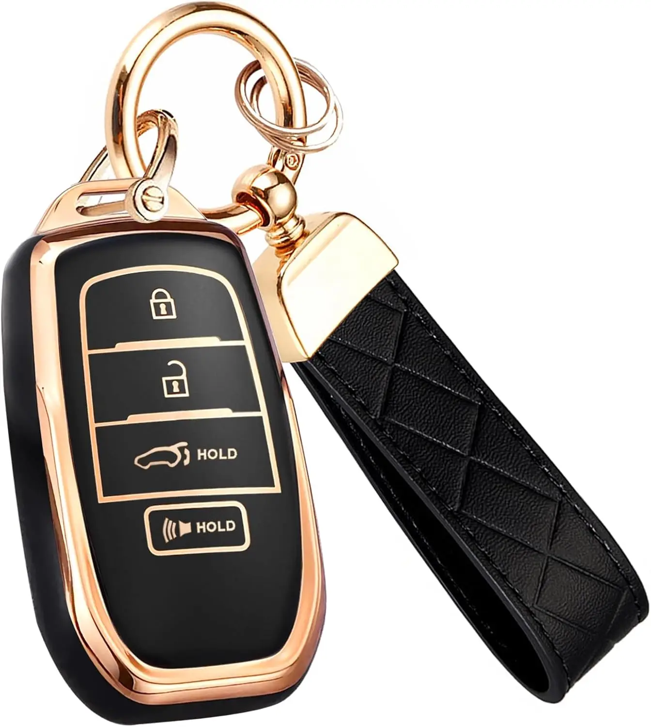 

Key Fob Cover for Toyota Camry Rav4 Corolla Cross Highlander Prius Tundra Venza 4Runner (4 Buttons, Black)