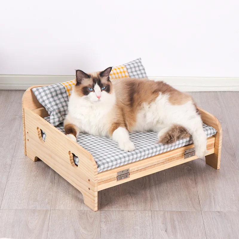 

Universal Solid Wood Pet Bed, Four Seasons, Red Cat Kennel, Off-the-ground Bed, Small Dog, Teddy