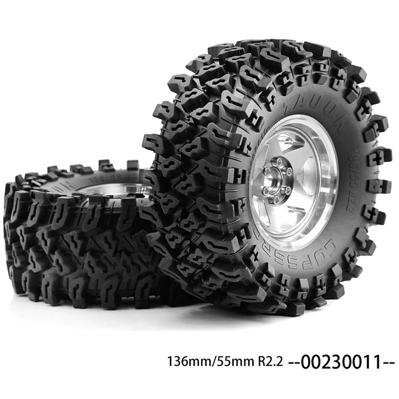 

4Pcs 136Mm Metal 2.2Inch Beadlock Wheel Rim Tire Set For 1/10 RC Crawler Car Axial SCX10 Wraith RR10 Capra TRX4