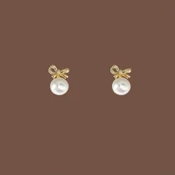 New Exquisite Imitation Pearl Earrings For Women Fashion Temperament Hip-Hop bowknot Earring Wedding Party Jewelry Accessories