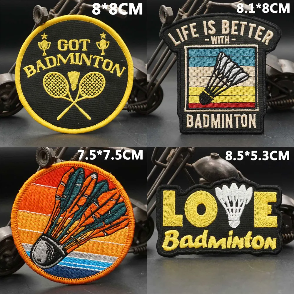 Badminton Embroidery Patches with sew on hook backing for Clothing Backpack Caps DIY Appliques