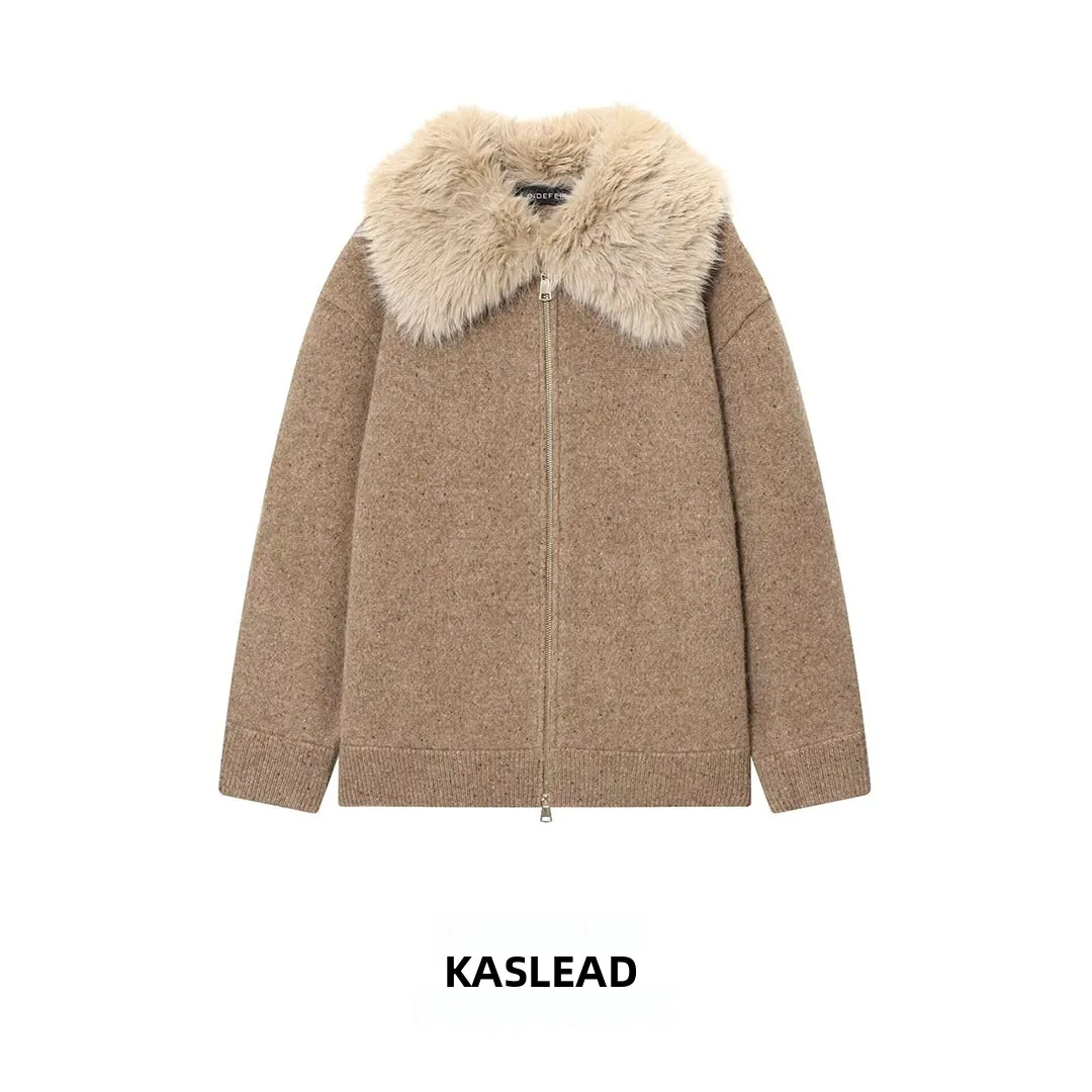 

KASLEAD Новый женский Jaet с воротником из искусственного меха, откидная крышка, полиэфирное волокно, длинная застежка-молния, верхняя одежда