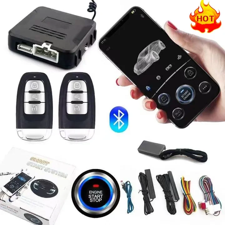 

Hot sales Car Remote Start Stop Kit Bluetooth Mobile Phone APP Control Engine Ignition Open Trunk PKE Keyless Entry Car Alarm