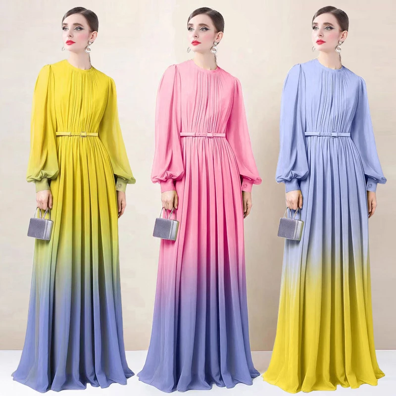 

Ele aduated Color plus Size ow Dr Long Skirt Briti Candy Color Long Sve Celebri Sle Ele Dr