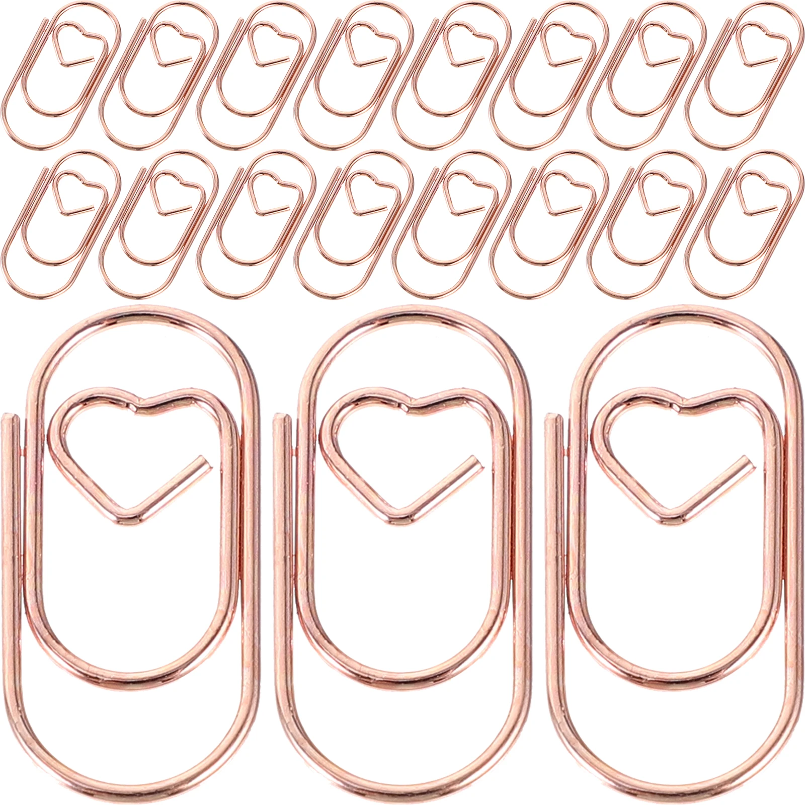 

100pcs Metal Mini Paper Clips Rose Gold Small Craft Decorative Office Supplies Creative Shaped File Clips Exquisite Document