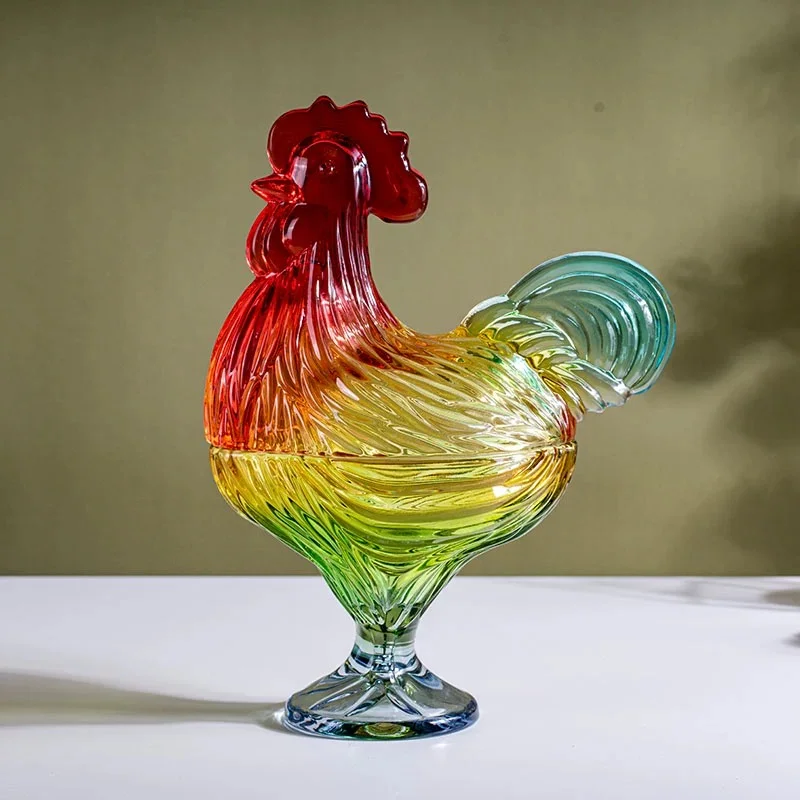 Creative glazed chicken nest shape glass fruit plate European modern living room household snacks dried fruit candy box