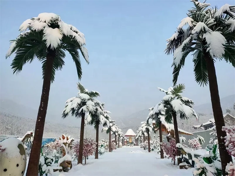 #￥Large Outdoor Fiberglass Eco-Friendly High Simulation Artificial Palm Tree Customized Size Fake Tree Trunks Christmas New Year