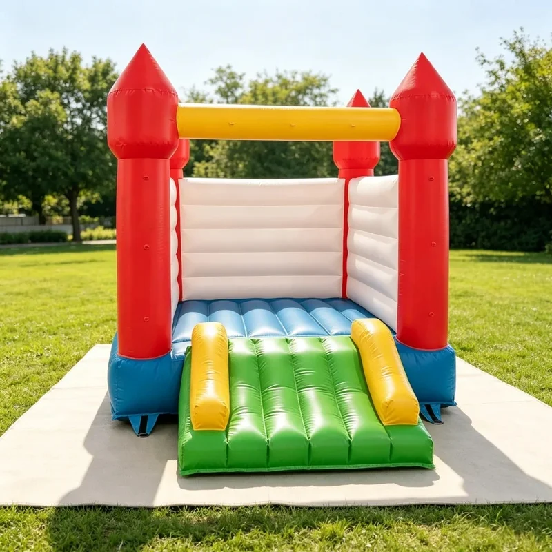 High Grade PVC Inflatable Bouncy Castle With Slide Multi Color Red Green Blue Yellow Kids Jumping House for Party Event