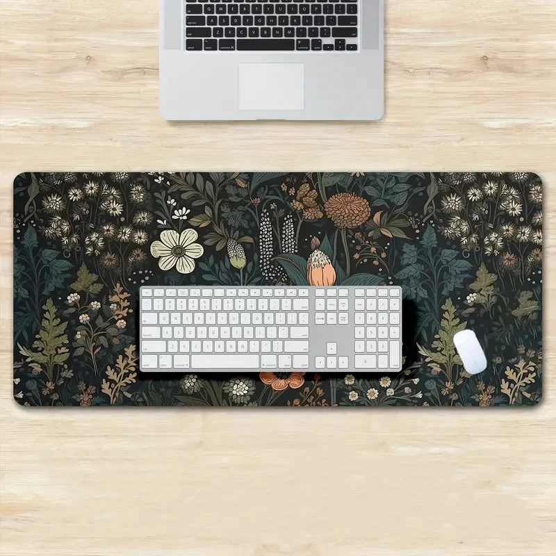 Floral Desk Mat Botanical Mouse Pad Vintage Desk Mat Wildflower Mouse Pads Nature Desk Decor Garden Desk Pad