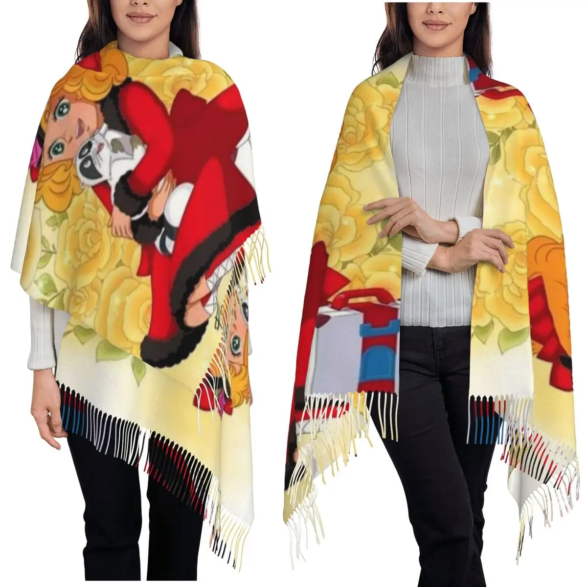 

Candy Candy Anime Manga Scarf Tassel Scarves Women Soft Warm Shawls and Wraps Long Fall Winter Shawl Wrap