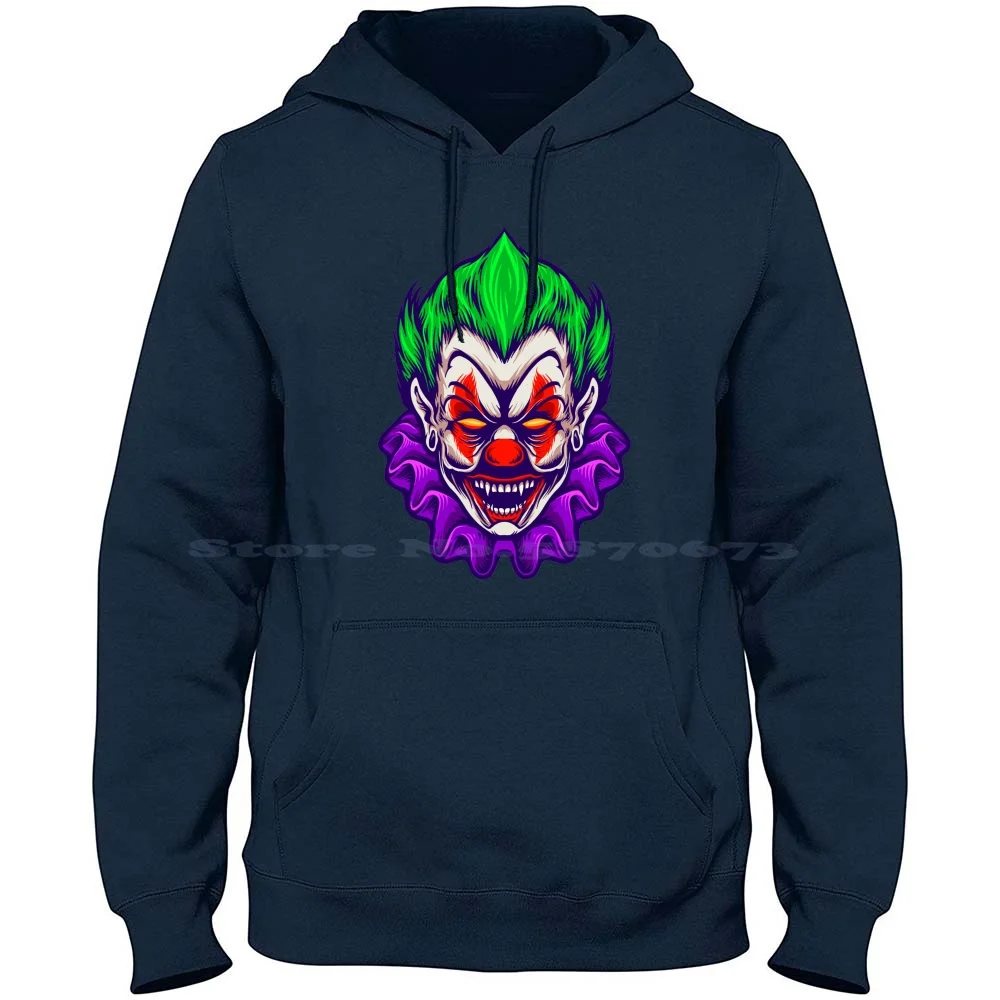 Evil Clown Joker 100% Cotton Hoodie Evil Clown Joker Horror Halloween Scary Clown Creepy Clown Killer Clown Funny Clown