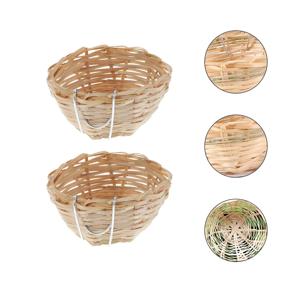 

8Pcs Bamboo Bird Nests Handmade Hanging Parrot Breeding Woven Birds Perching Houses Garden Outdoor Bamboo Bird Nests