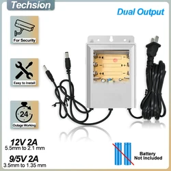 Fuente de alimentación de resistencia de doble salida para exteriores, sistema de trabajo de alimentación de cámara IP, monitoreo de corte de energía, UPS, 12V/9V/5V sin batería