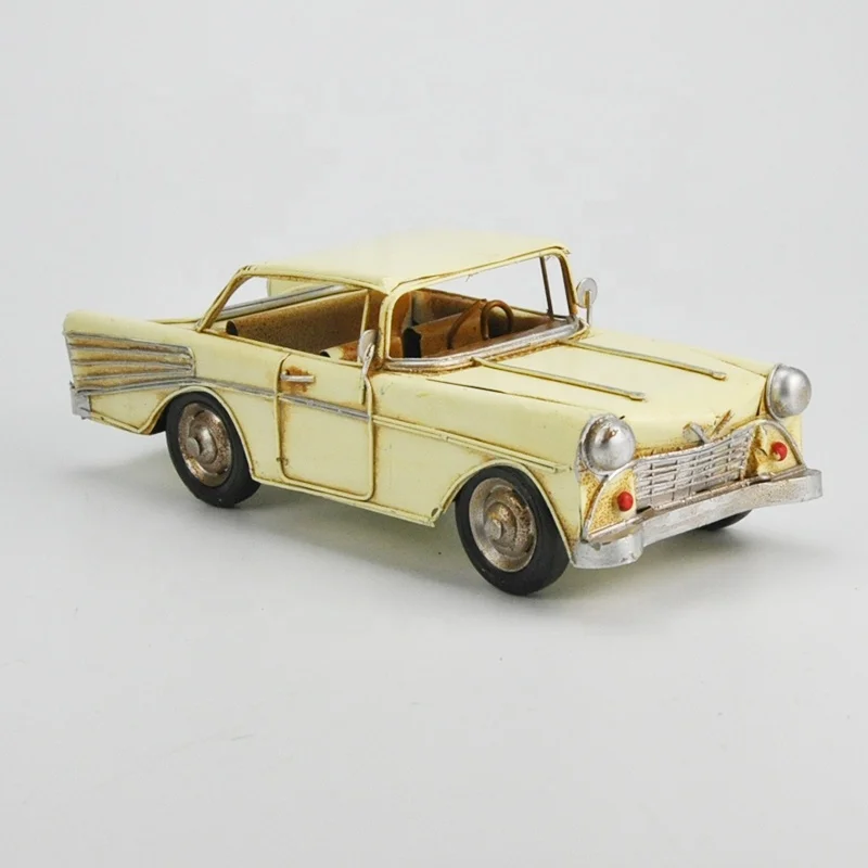 Home Decoration Vintage Metal Car Model Craft Taxi Statue