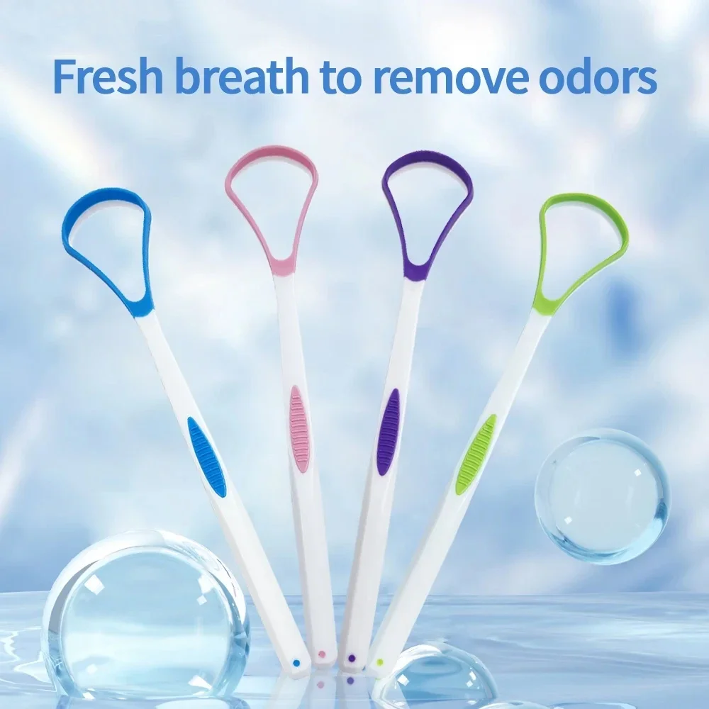 50Pcs Dual Uses Tongue Scraper Cleaners Reusable Oral Health Cleaning Brush Hygiene Care Toothbrush Mouth Fresh Breath Scraping　