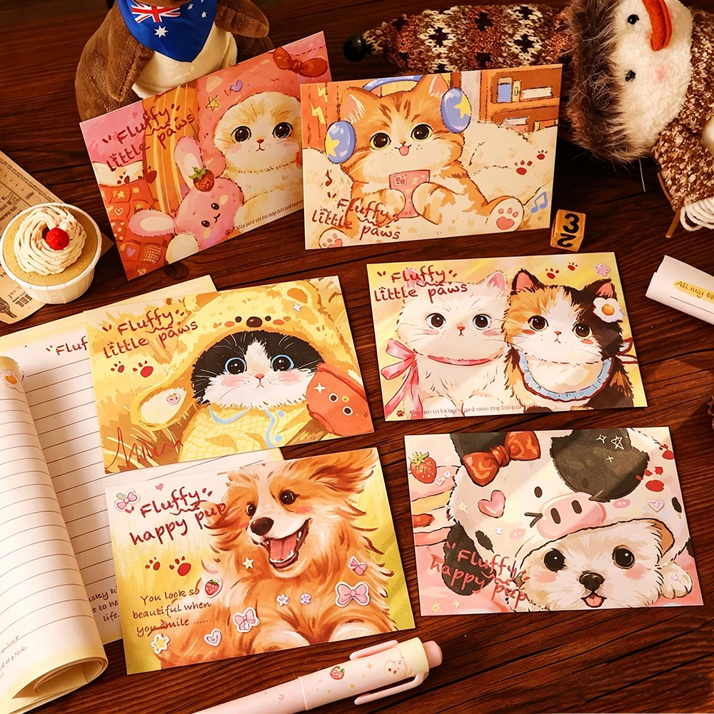 Cartoon Letter Envelope Set, Cute Cat and Dog Pattern, Student Handwritten Love Letter, Gift