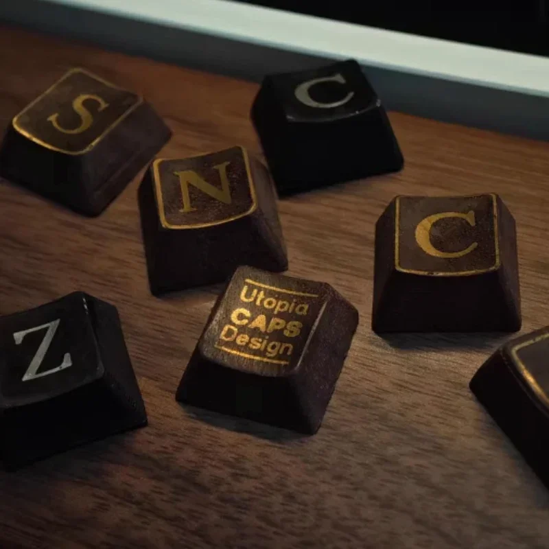 

Колпачки для клавиш из орехового дерева на заказ, ремесленные колпачки для клавиш из цельного дерева ESC, колпачки для клавиш с вишневым профилем, аксессуары для механической клавиатуры, игровой подарок