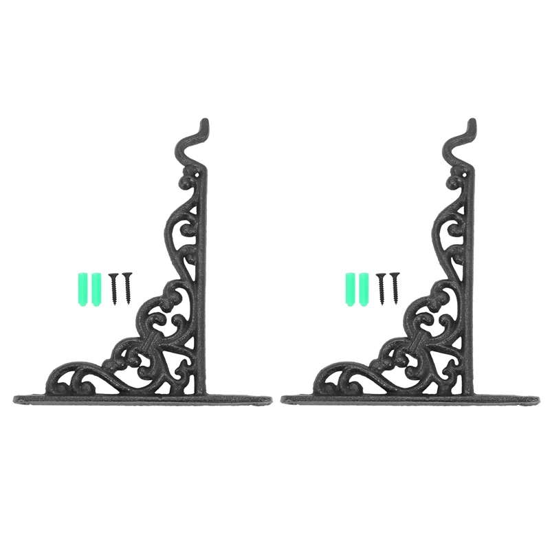 

2X Cast Iron Hanger Wrought Iron Garden Hook Flower Pots Basket Wall Hanger Bracket With Expansion Screw CNIM Hot