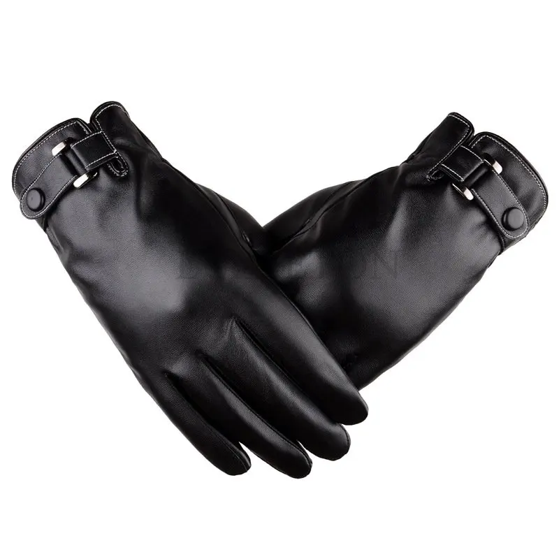 

Men's Gloves Black Winter Mittens Women Keep Warm Screen Windproof Driving Guantes Male Autumn PU Leather Gloves Business