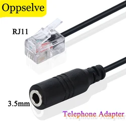 Uniwersalny 1PC 3.5mm Jack Audio kobieta do RJ11 wtyk męski Adapter telefoniczny do słuchawki do komputera zestaw bezprzewodowy mikrofonu złącze kabel do słuchawek