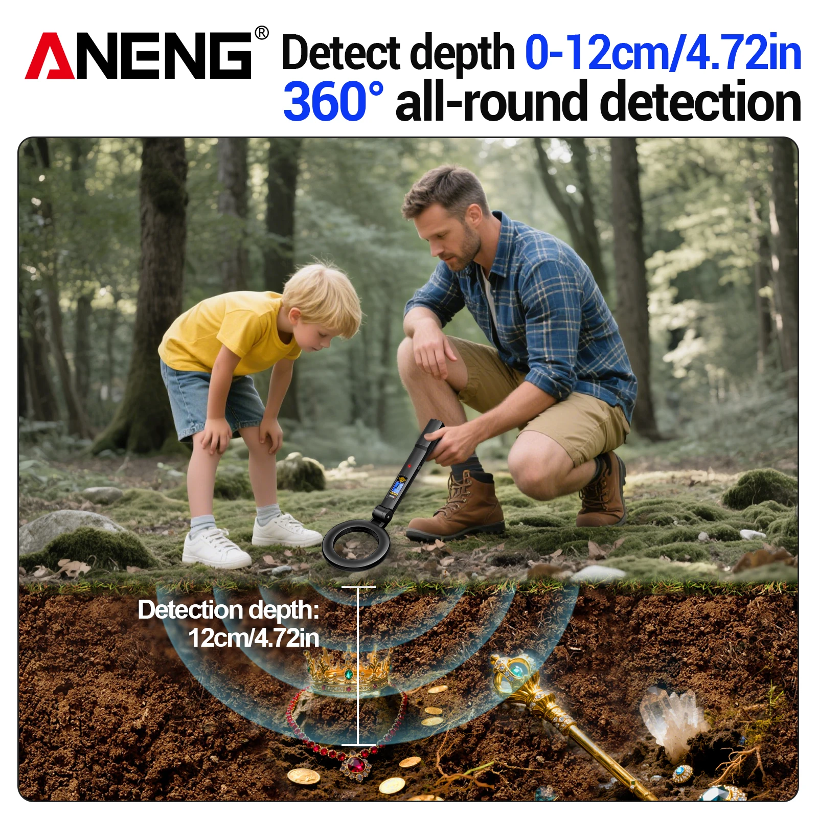 ANENG DM3005B Treasure Hunter Pointing Metal Detector Pro Pinpointing Device Portable Underground Search Treasure Coin Detector