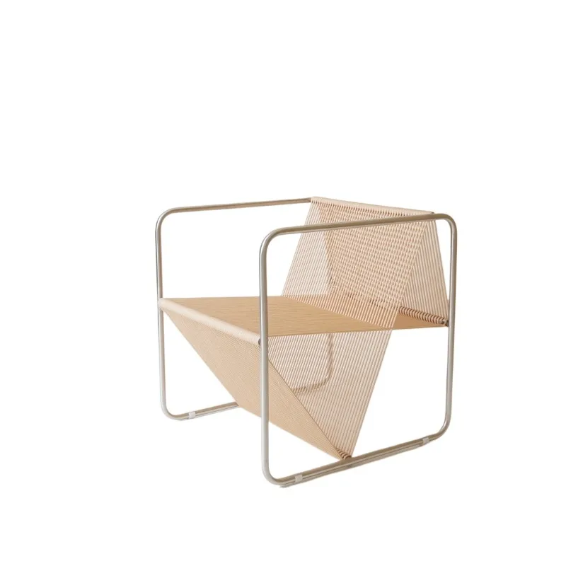 

Montauk Minimalist Designer Chair Stainless Steel Outdoor Rope Weaving Bauhaus Solo Seat for Balcony Lounge