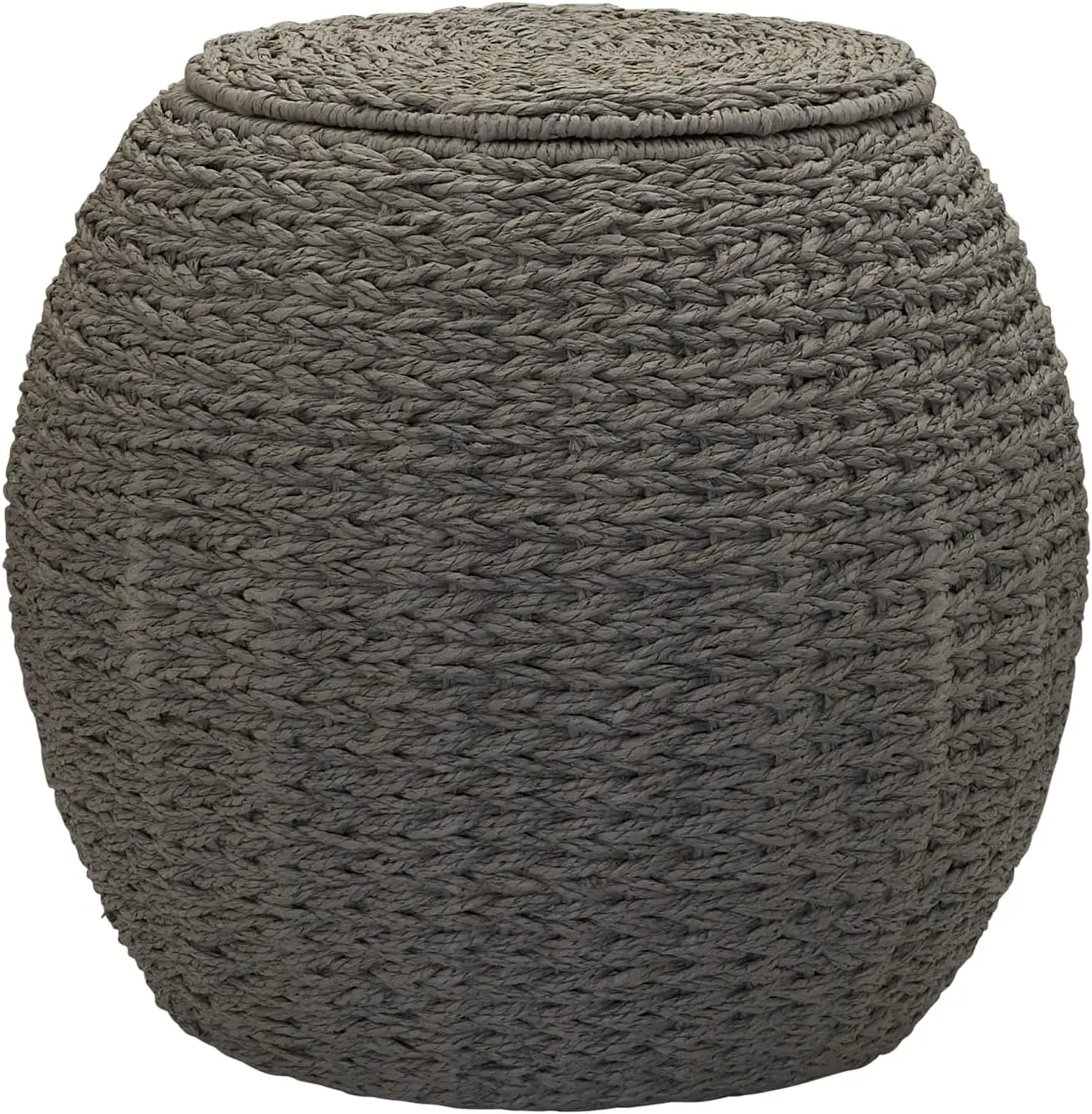 Handwoven Paper Rope Barrel Wicker Storage Basket Side Table, Gray