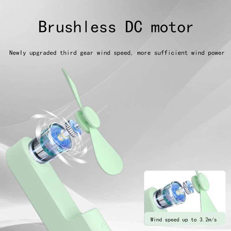 Portable Fan Mini Hold By Hand Fan USB 1200Mah Recharge Hand Small Pocket Fan With Power Bank