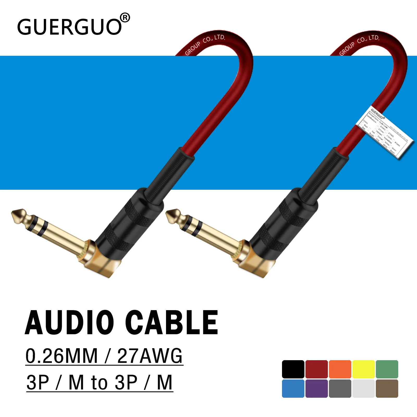 Cable de guitarra chapado en oro ángulo recto 6,35mm Mono/estéreo a TS/TRS Cable de instrumento Cable de extensión de Audio para teclado de guitarra