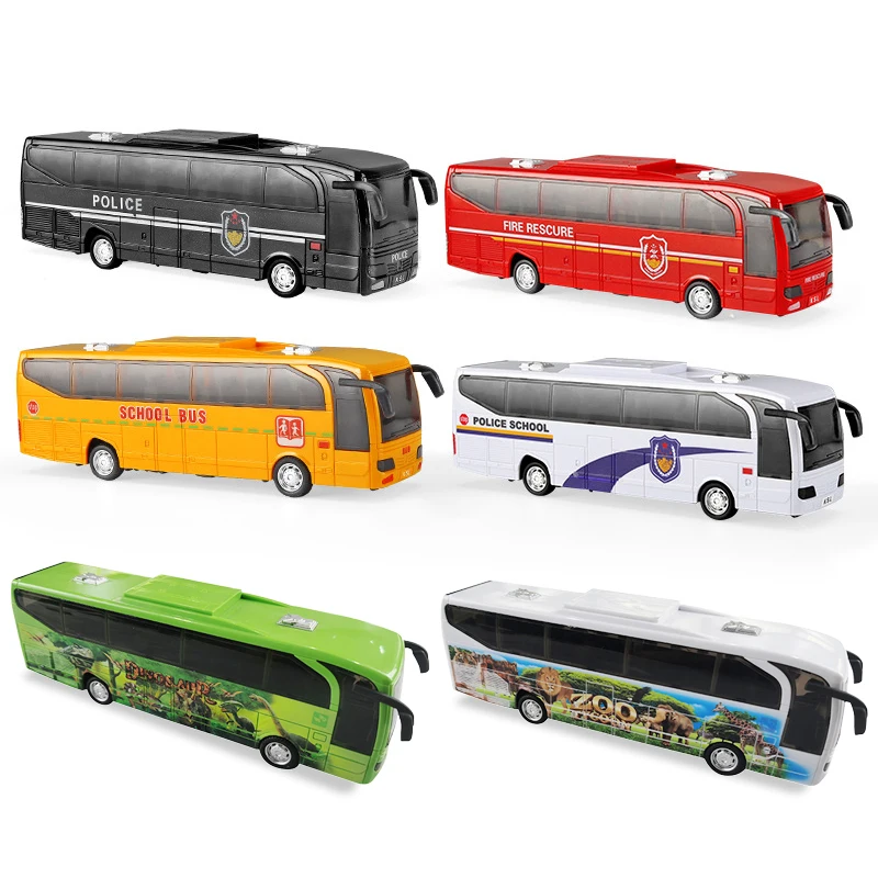 Children\'s School Bus Toy Model Simulation Inertial Bus Police School Bus Bus Light Car Toys for Boys Toy Gift Model Kids Gifts