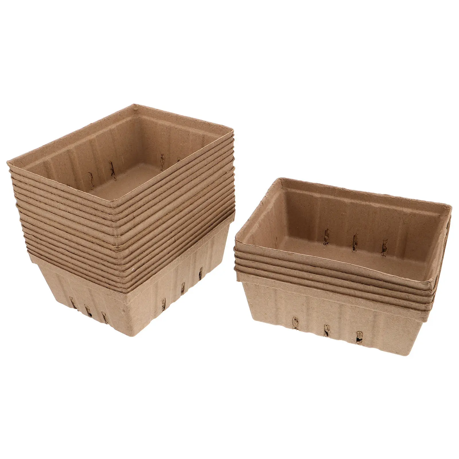 20Pcs Fruit Basket Small For Fruit And Vegetable Storage Produce Stand Paper Pulp Berry Ventilation Design 8x6x3