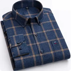 High Quality Men's Autumn New Long Sleeve Shirt Soft Fit British Style Home Leisure 100% Cotton Plaid Stripe Outdoor Travel Tops