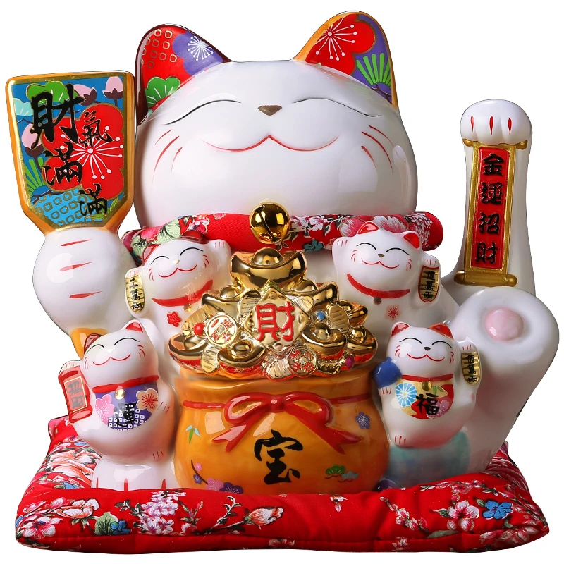 

6/8/9/11/12/13/14" Waving Paws Fortune Cat Decoration Electric Fortune Cat Large Shop Cashier Home Opening Gift Autom