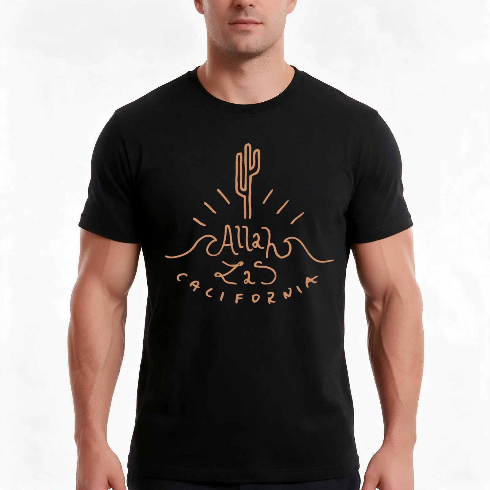 Allah Las T-Shirt, Summer Casual Cotton Tee, Oversized Streetwear Tops, Vintage Graphic Print, Loose Fit Short Sleeve