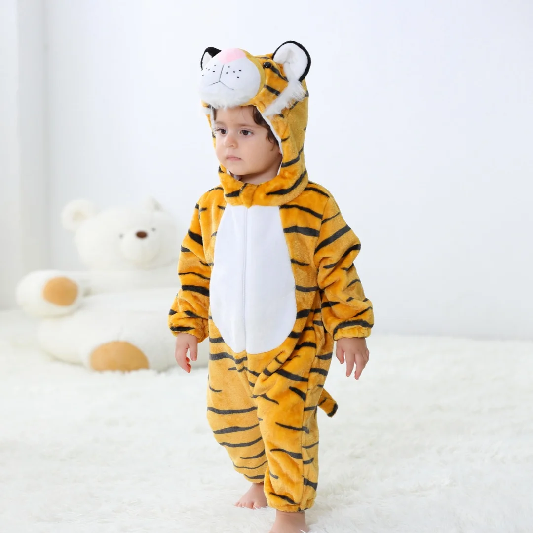 Newborn Baby Tiger Animal Cartoon Romper Clothes Girls Pajamas Long Sleeve Hooded Onesies Infant Boys Costumes For Halloween