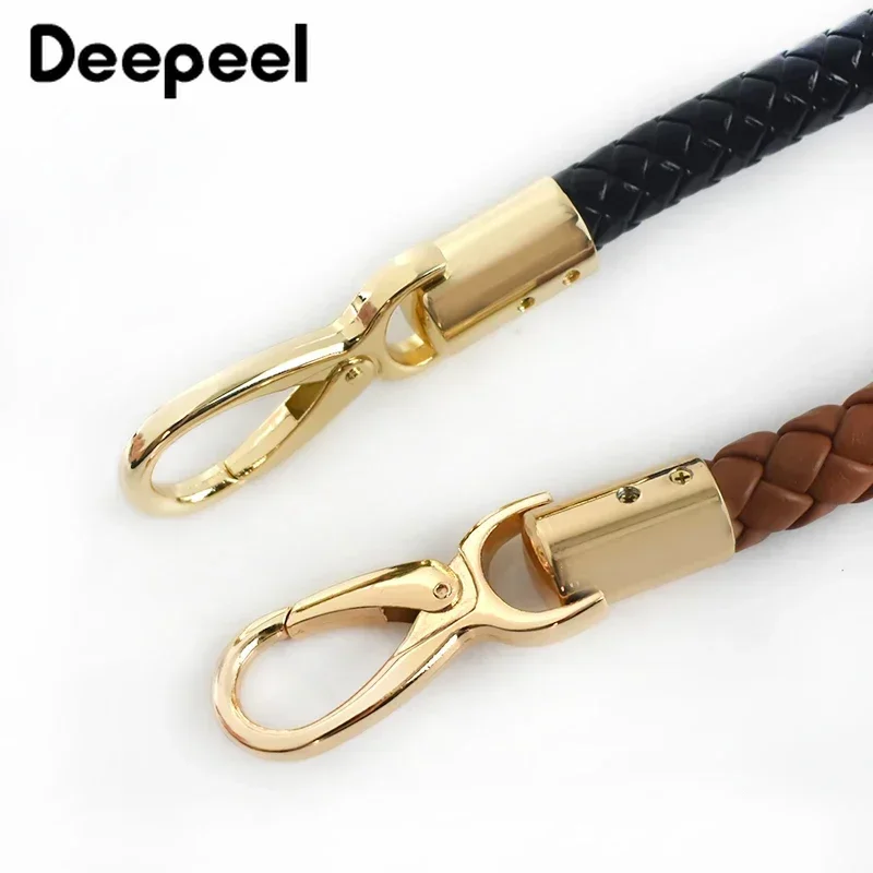 1/2 adet 40cm renkli PU deri çanta kolu tek omuz çanta askısı altın Metal toka çanta kolları dokuma çanta aksesuarları