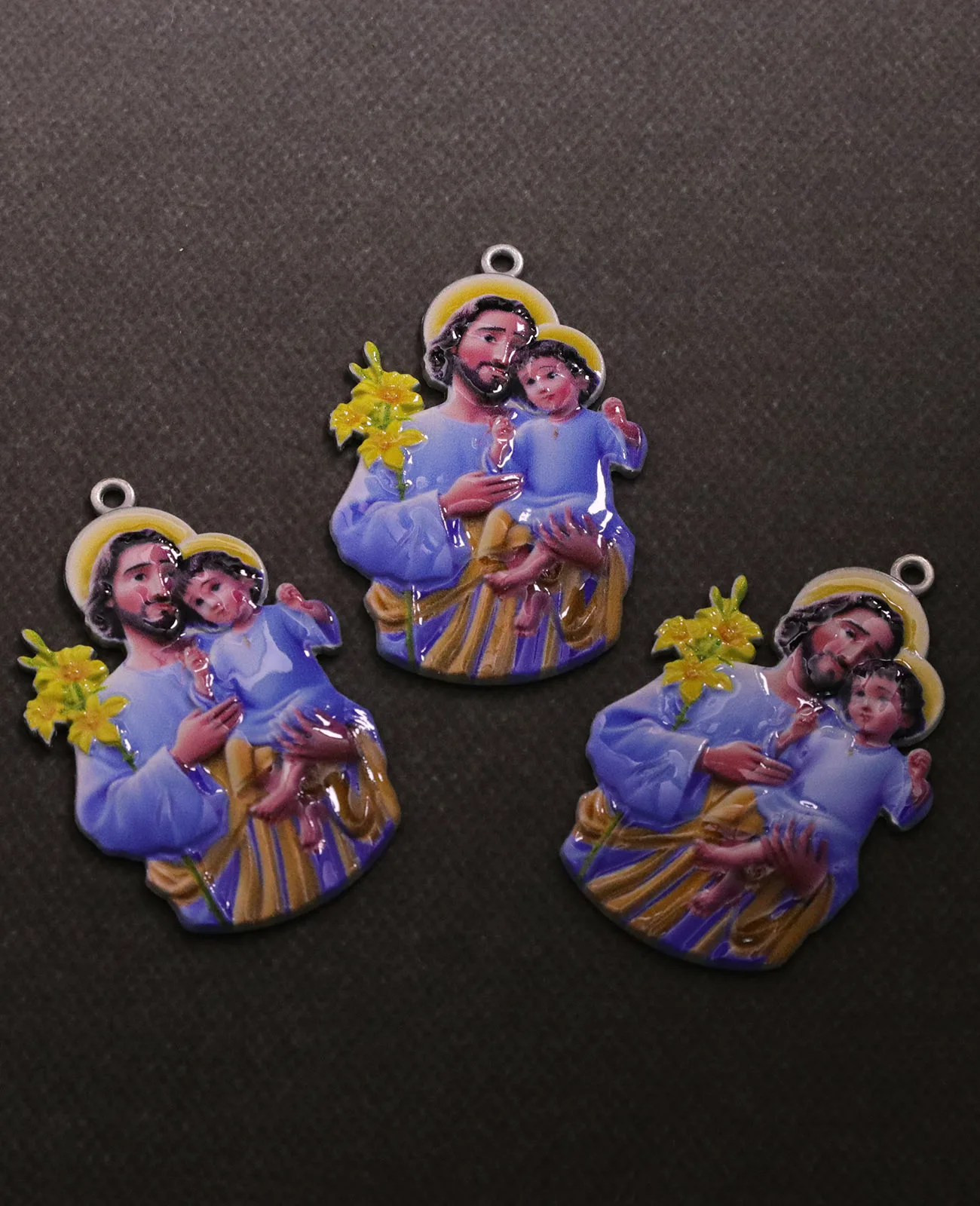 Cottvott 3Pcs/Lot Colorful Religious Holy Icon St.Joseph 'Pray for Us' Pendant for DIY Handmade Necklace Jewelry Making Parts