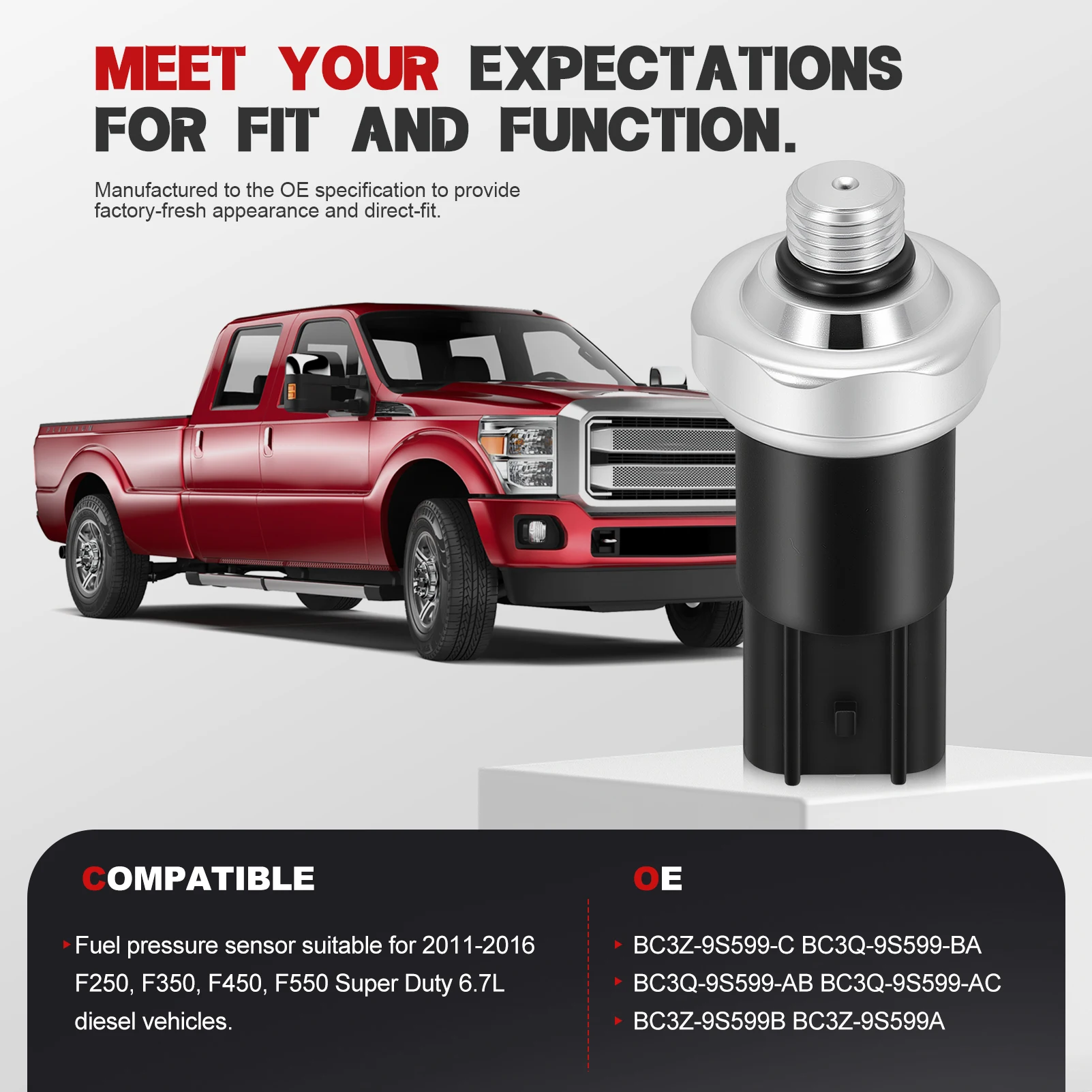 2011-2016 F250 F350 F450 F550 슈퍼 듀티 6.7L 디젤 차량용 연료 압력 센서 BC3Z-9S599-C, BC3Q-9S599-BA