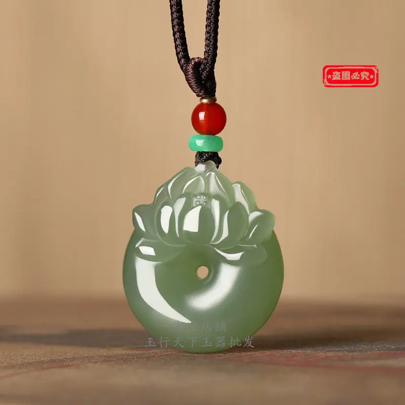 Natural Hetian Lotus Safety Buckle  Men and Women Qingshui Safety Buckle