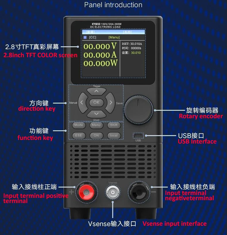 0-150V 0-20A/40ADC Electronic Load  CC CV CR CP Protection Programmable Electronic Load Battery Capacity Tester