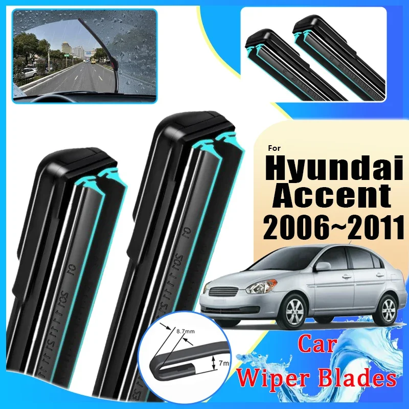 

For Hyundai Accent MC 2006~2011 Verna Super Brio Double Rubber Car Front Wiper Blades Window Windshield Brushes Auto Accessories