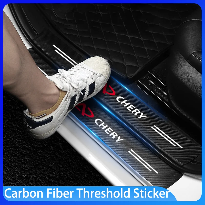 

4pcs Carbon Fiber Threshold Sticker for Cars Pedal Protection Sticker for CHERY BLOSSOM TIGGO 3 4 5 7 Tengo Fulwin Accessories