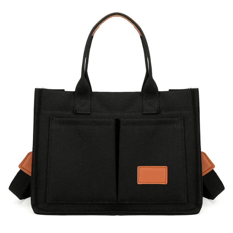 Minimalistische, lässige Nylon-Einkaufstasche für Damen. Vielseitige Pendler-Umhängetasche mit mehreren Außentaschen und großzügiger Kapazität