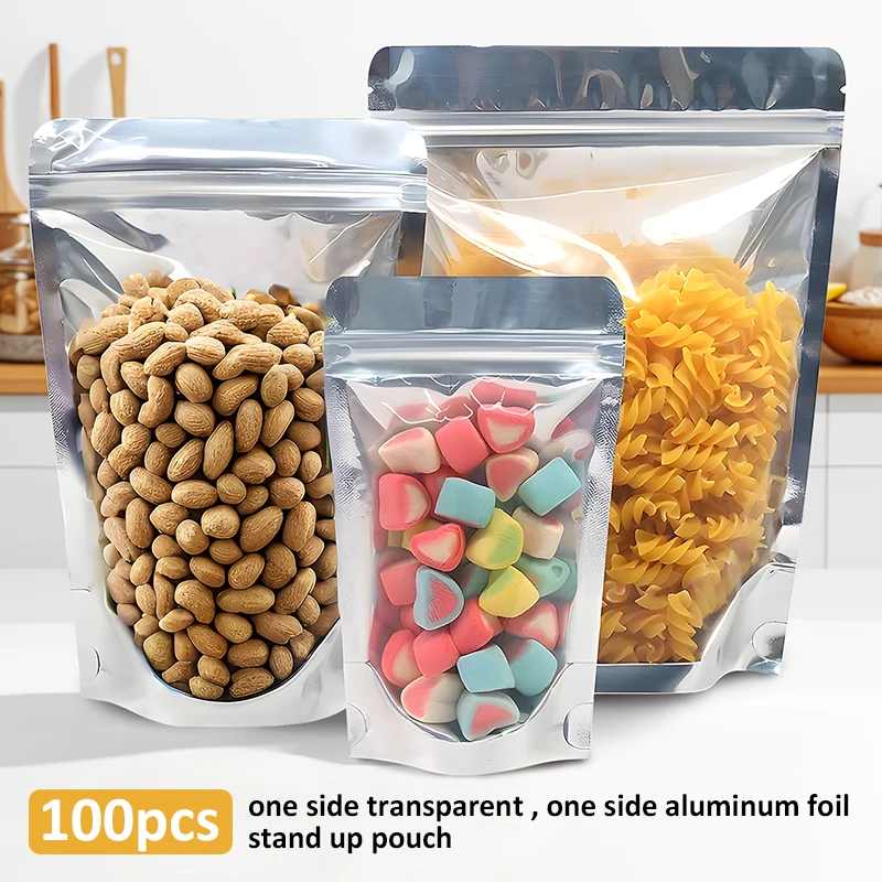 100 pcs Kantong Stand Up denga - Food Storage Bags Zip Lock Pouch ulasan dan harga