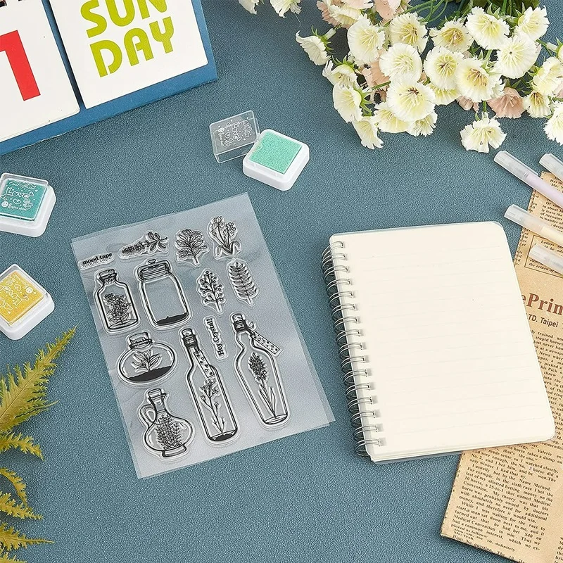 1 Sheet Plant Wishing Bottle Clear Stamps Silicone Stamp Cards for Card Making Decoration and DIY Scrapbooking