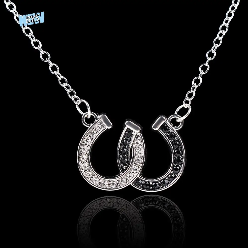 

1X Jewelry Fashion Alloy Chain Women Lady Necklace Double Horse Hoof Pendant