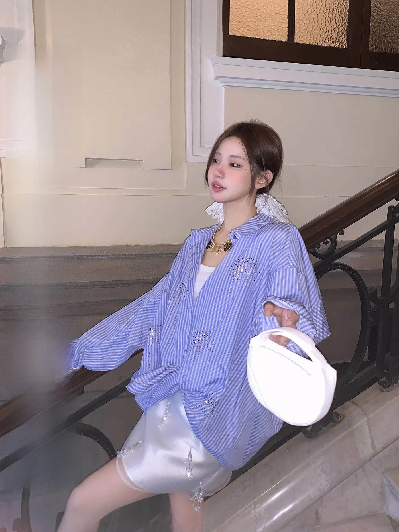 

IUIU Heavy Embellied Beaded f Юбка Женская мода Осень 2024, новый дизайн, юбка трапециевидной формы с высокой талией, полиэстер